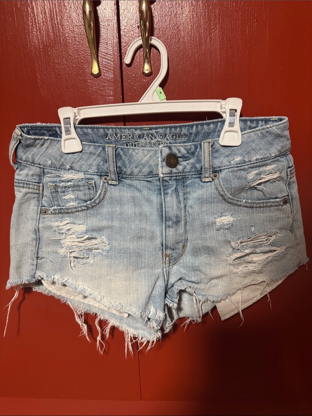 American Eagle Outfitters Light Wash Distressed Denim Cutoff Shorts